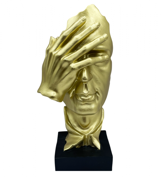 Statueta abstracta HUMAN FACE, Auriu, 24cm [2]