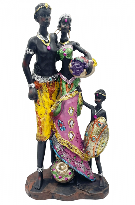 Statueta africana Cuplu cu copil ADISA, 28cm [1]