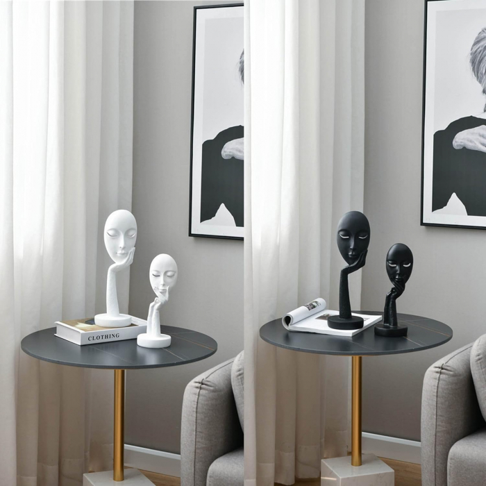 Statueta decorativa THINKER CLEO, Alb, 37cm [5]
