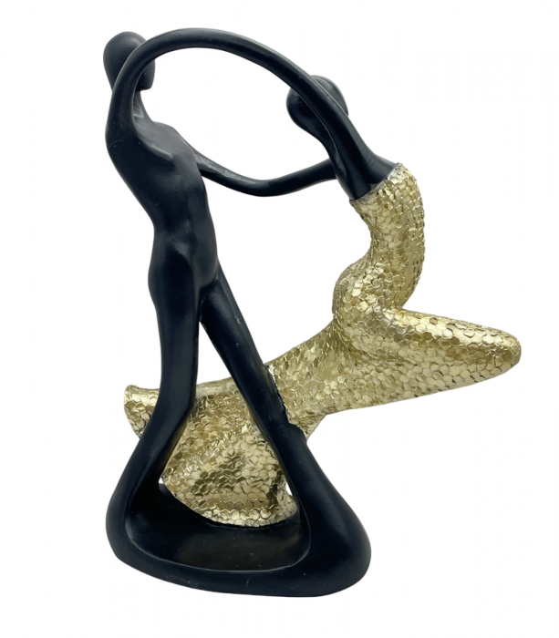 Statueta Cuplu Indragostiti TANGO, Negru Auriu, 20x26cm [2]
