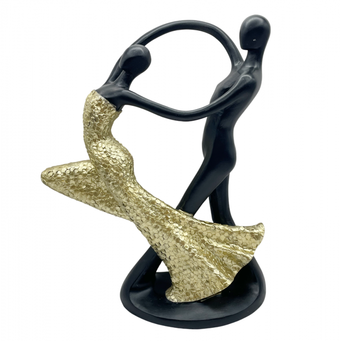 Statueta Cuplu Indragostiti TANGO, Negru Auriu, 20x26cm [1]