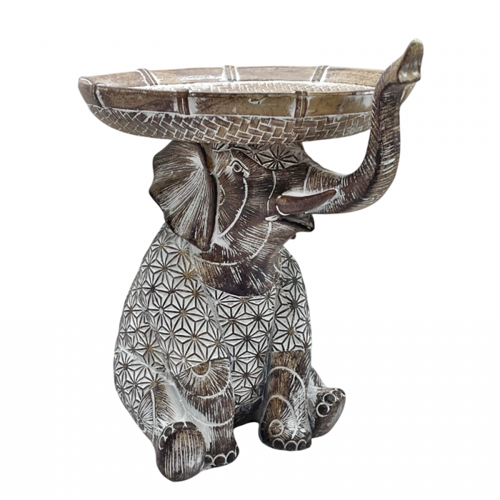 Elefant decorativ cu platou ZOLA, Maro, 19x19cm [3]