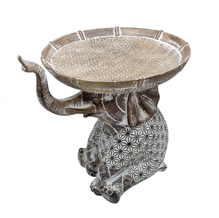Elefant decorativ cu platou ZOLA, Maro, 19x19cm [2]