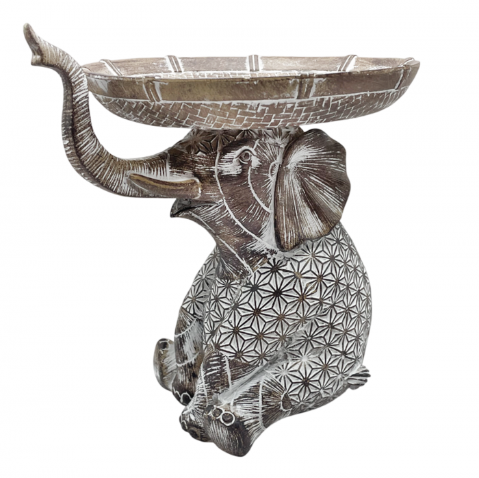Elefant decorativ cu platou ZOLA, Maro, 19x19cm [1]