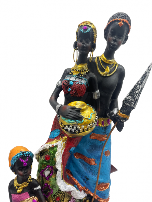 Statueta africana Cuplu cu copii MAALY , 28cm [3]