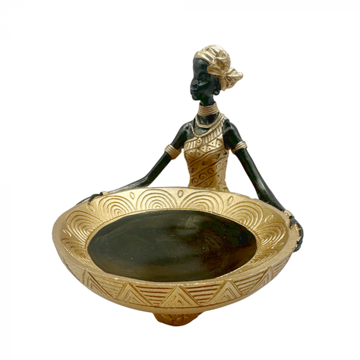 Statueta Negresa AMIL cu Platou auriu, 14x14cm [2]