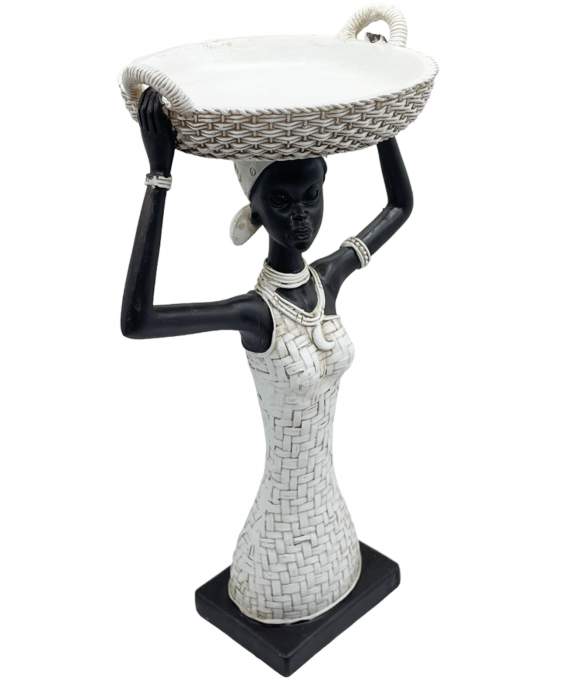 Statueta Negresa cu Cos pe cap MIKA, Alb, 13x28cm [2]