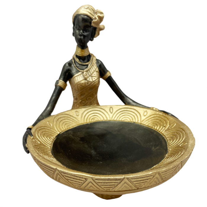Statueta Negresa AMIL cu Platou auriu, 14x14cm [3]