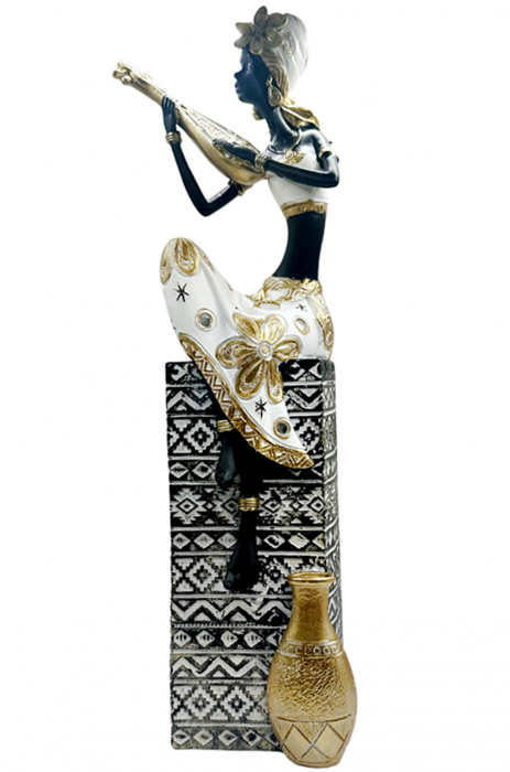 Statueta Negresa cu mandola DIKA, 7x38cm [1]