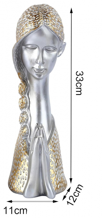 Statueta PRAYING LADY, Argintiu, 33cm [2]