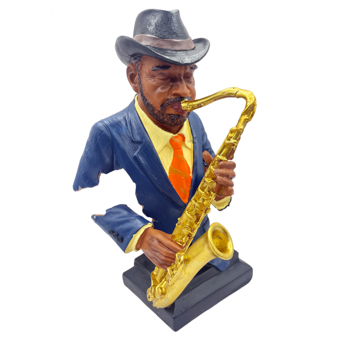 Statueta Saxofonist CHARLIE, Albastru, 24cm [3]