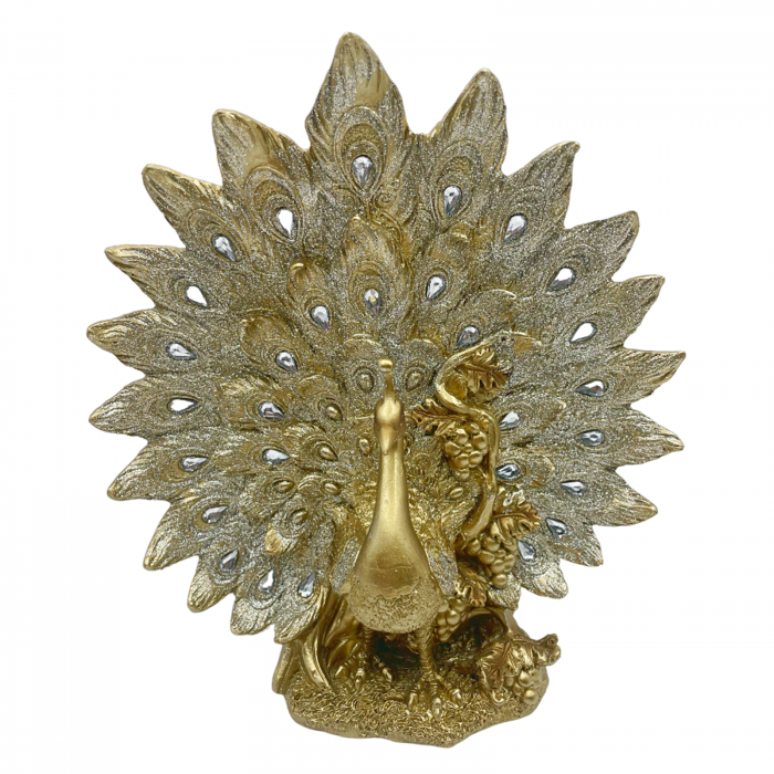 Paun decorativ PEAKY, Auriu, 21x22cm [3]