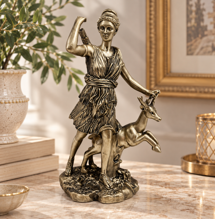 Statuetă Zeita vanatorii ARTHEMIS, Auriu, 27 cm [3]