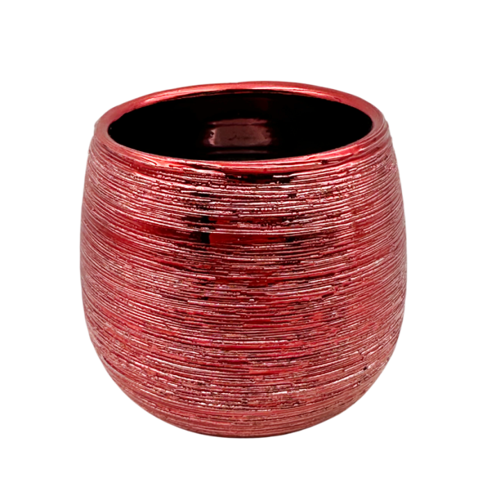 Vas decorativ roșu metalizat  SEASON – model texturat [1]