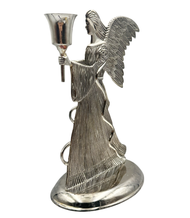 Suport Lumânare Înger Argintat – Decor Elegant, 22 cm [2]