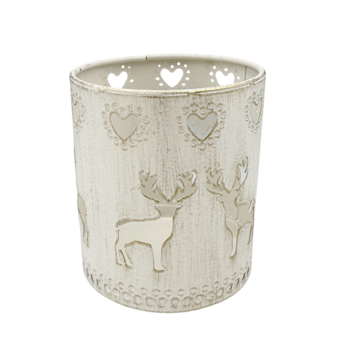 Suport Lumânare Metalic cu Ren și Inimi SEASON - Decor de Iarnă [1]