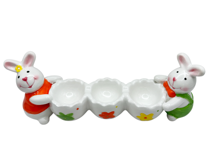 Suport ouă ceramic iepuraș – Platou decorativ Paște [3]