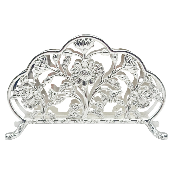 Suport servetele argintat SUNFLOWER cu motive florale [2]