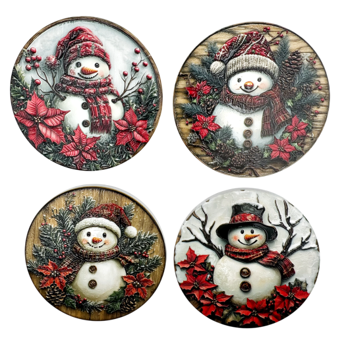 Set 4 Suporturi pentru Cană/Pahar cu Om de Zăpadă NATALE [1]