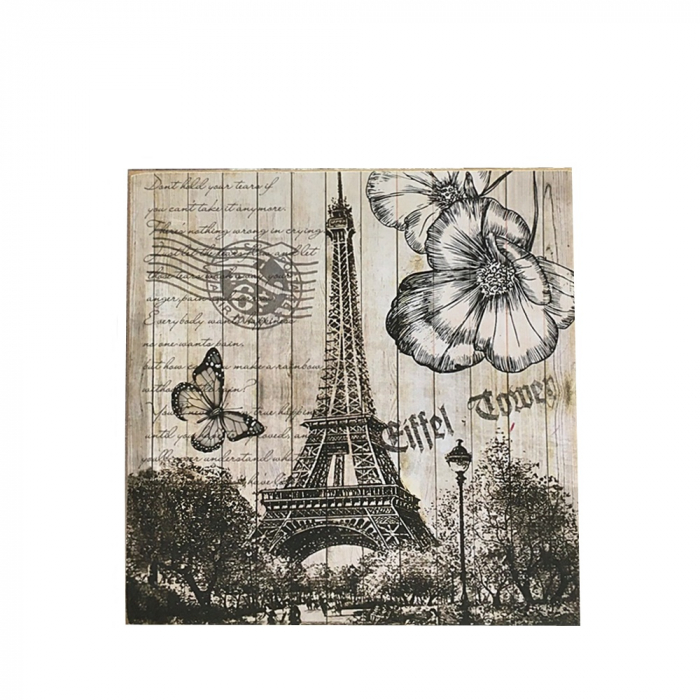Tablou Tour Eiffel 30x30cm, Lemn, Vintage [1]