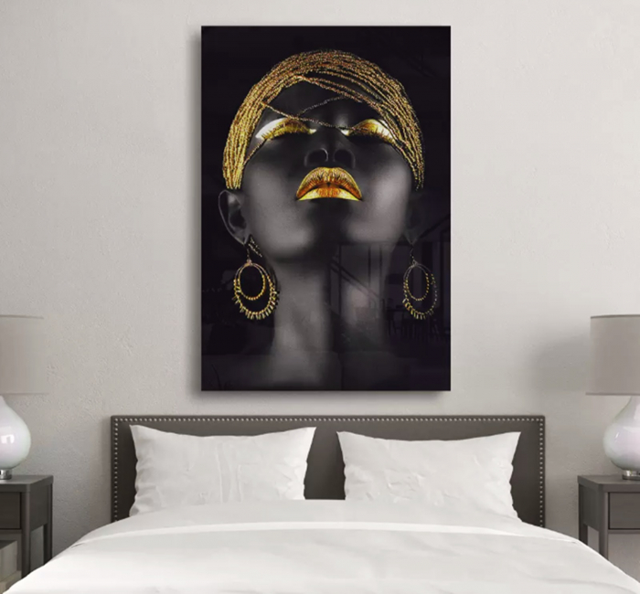 Tablou Femeie cu bijuterii BLACK BEAUTY, 50x70cm, Sticla [2]