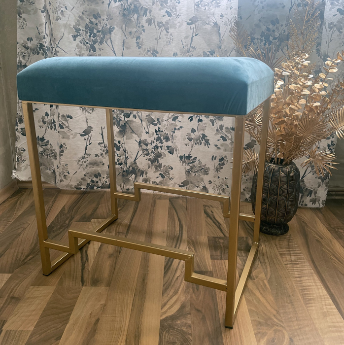 Taburet din catifea VELVET, Albastru, 50x35x50cm [2]