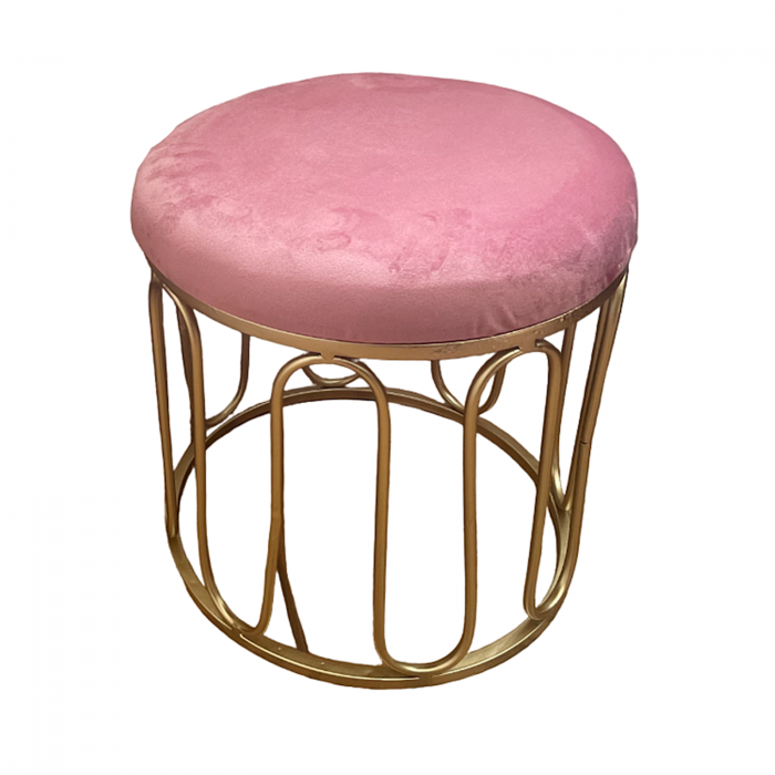 Taburet din catifea VELVET, Roz prafuit, 40x43cm [3]