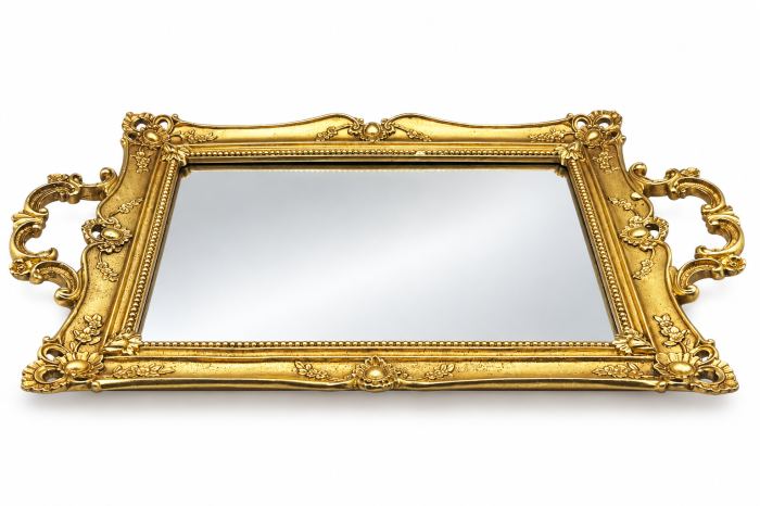 Tava decorativa aurie cu oglinda ROYAL - 41x25 cm [3]