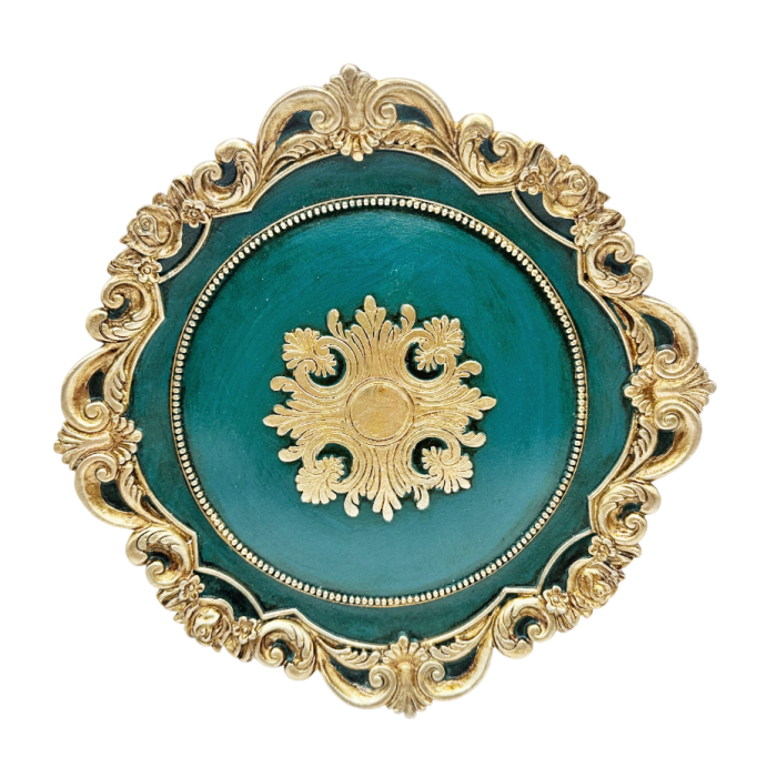 Tava decorativa vintage MARGARET, Verde/ Auriu, 22 cm [1]