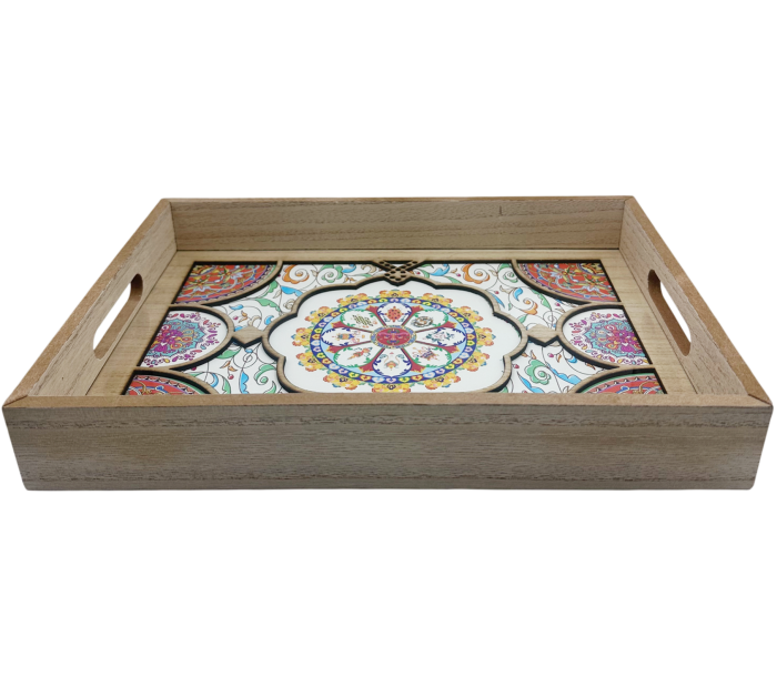 Tava din lemn si sticla MARRAKECH, cu manere – 39x29x5 cm [3]