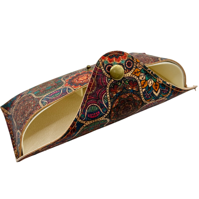 Etui pentru ochelari - din pluta - Model Mandala Multicolor cu carabina [2]