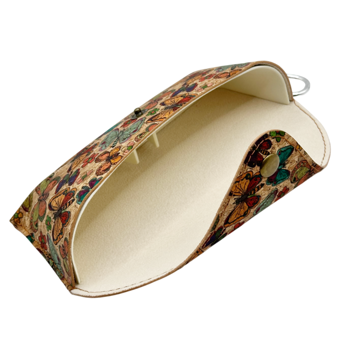 Etui pentru ochelari - din pluta - Model Fluturi Multicolor cu carabina [2]