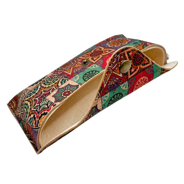 Etui pentru ochelari - din pluta - Model Mozaic Multicolor cu carabina [2]