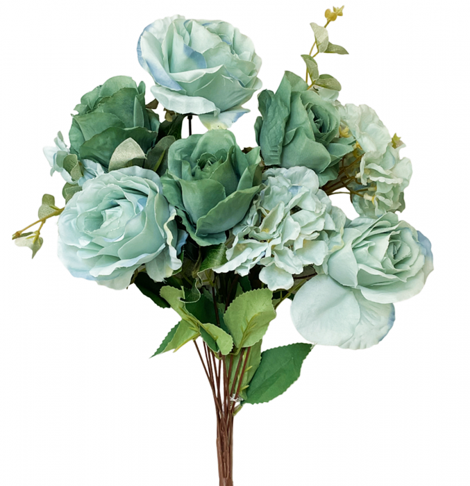 Trandafiri artificiali CAROLINE, Bleu turcoaz, 45cm [3]