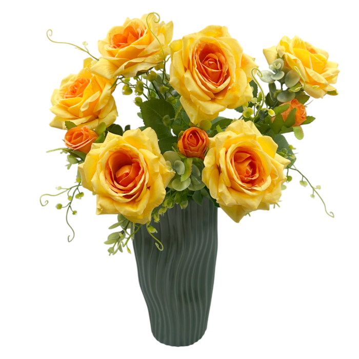 Trandafiri artificiali LOUISE, Galben, 45cm [3]