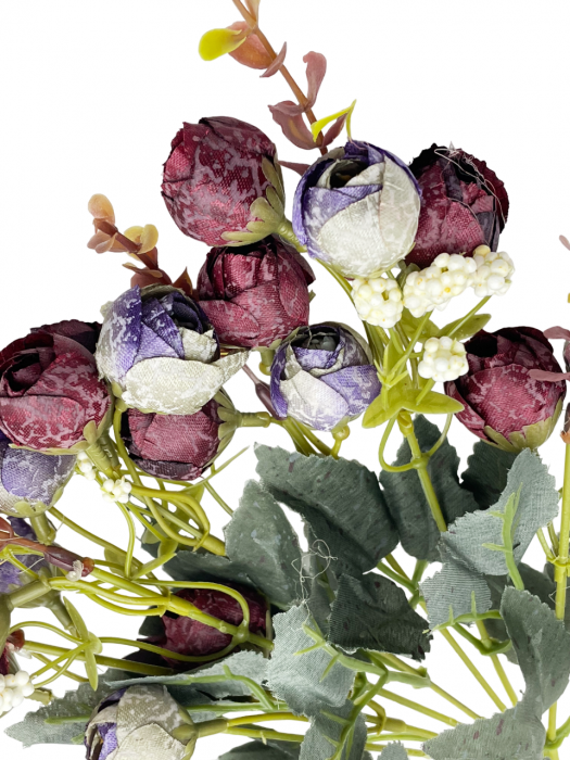 Bujori mov-burgundy artificiali MARIE, 30cm [3]