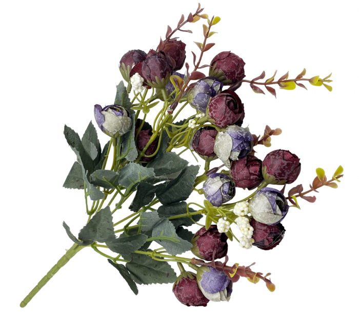 Bujori mov-burgundy artificiali MARIE, 30cm [2]