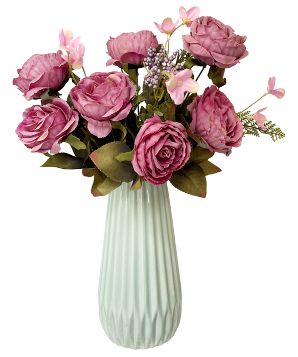 Trandafiri roz artificiali FRANCINE, 45cm [4]