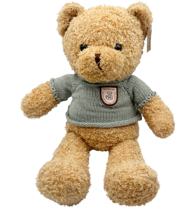 Ursulet de plus bej TEDDY cu pulover tricotat gri [1]
