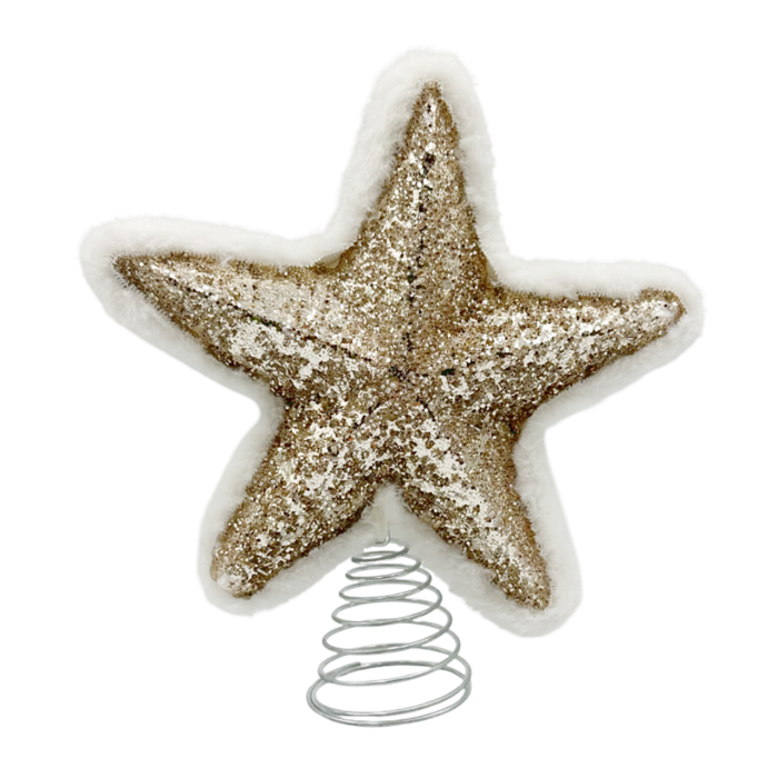 Varf de brad Stea decorativa GLAM, Sampanie, 20cm [1]