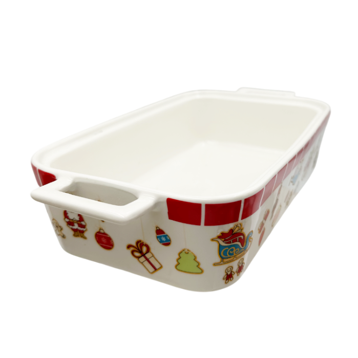 Tavă ceramică dreptunghiulară cu motive de Crăciun – model festiv cu îngerași și decorațiuni [2]