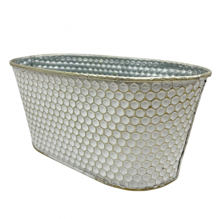 Vas decorativ metal MONA, Alb/auriu [1]