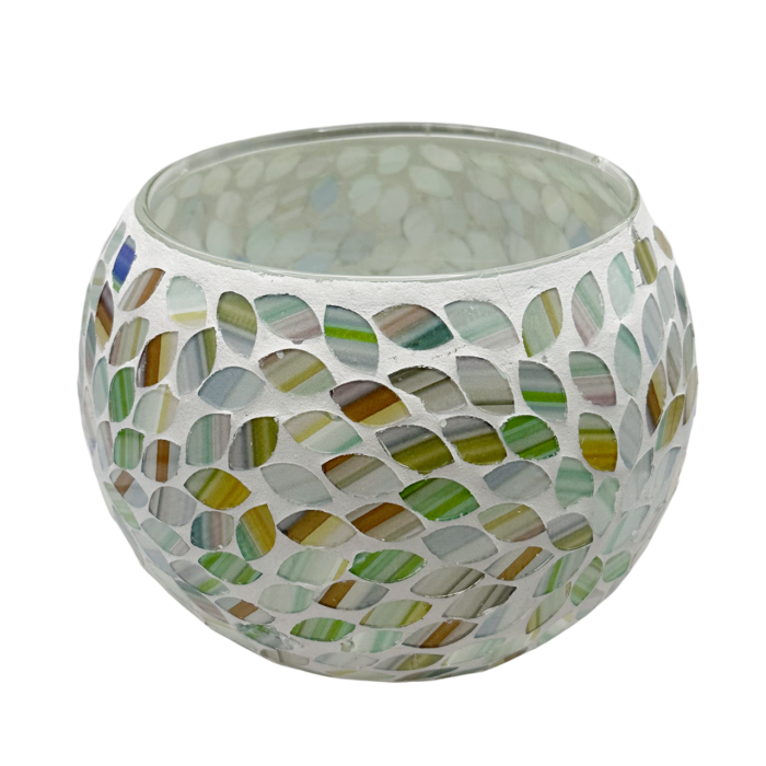Vas decorativ sticla cu mozaic SAGE - Verde, 12.5 cm [3]