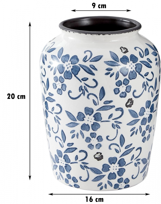 Vaza ceramica SANTORINI, Alb/ Albastru, 20cm [5]
