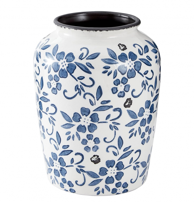 Vaza ceramica SANTORINI, Alb/ Albastru, 20cm [1]