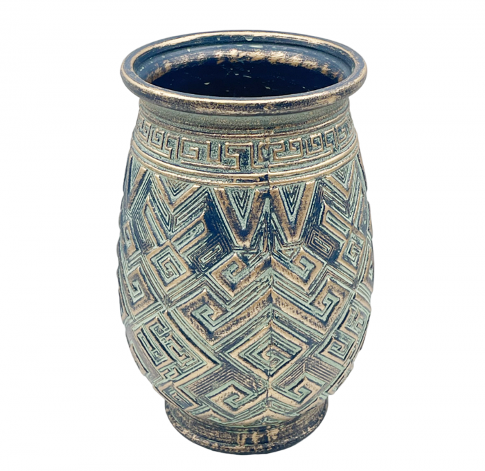 Vaza ceramica MARIE, Albastru/ Auriu, 31cm [2]