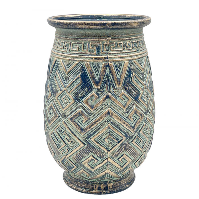 Vaza ceramica MARIE, Albastru/ Auriu, 31cm [1]