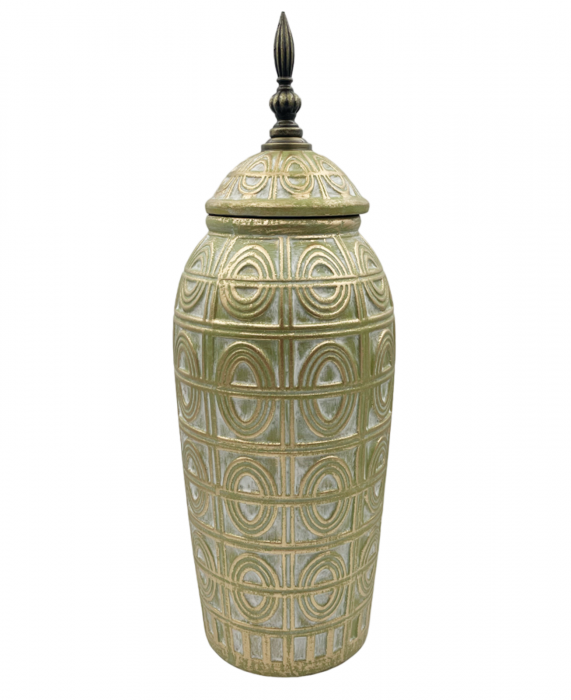Vaza ceramica BONITA cu capac, Bleu Auriu, 31cm [3]
