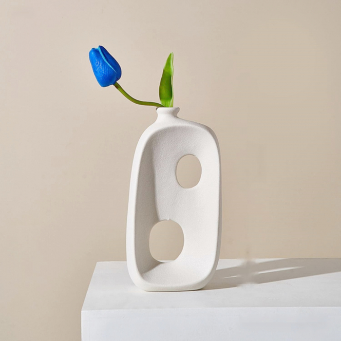 Vaza ceramica CIRCLE, Alb, 20cm [3]