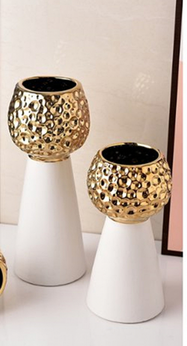 Vaza ceramica DYNASTY, Alb, 12x33cm [3]